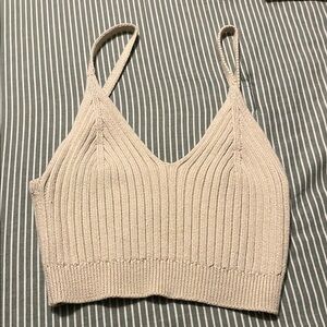 Women's Cream Knit Crop Top